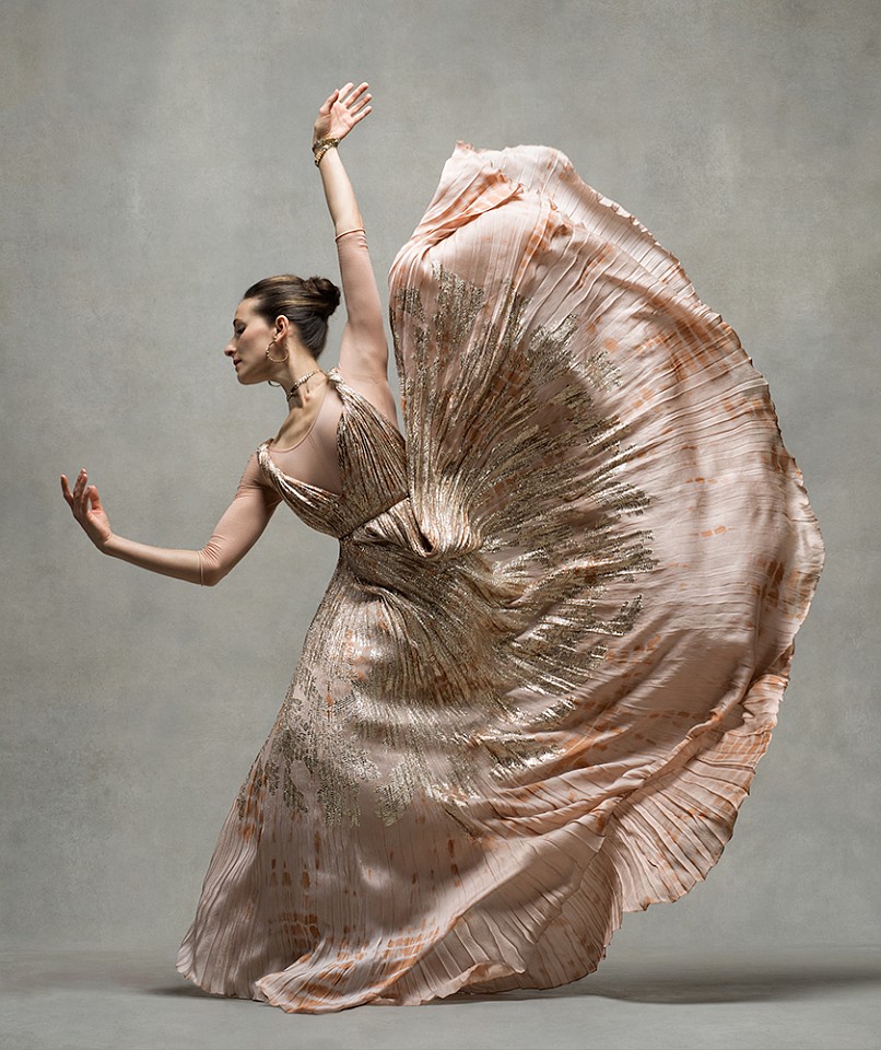 Ken Browar &amp; Deborah Ory, Masha Dashkina Maddux (in Dior)
Dye sublimation print on aluminum, 50 x 42 in.
Principal, Martha Graham Dance Company, dress by Dior