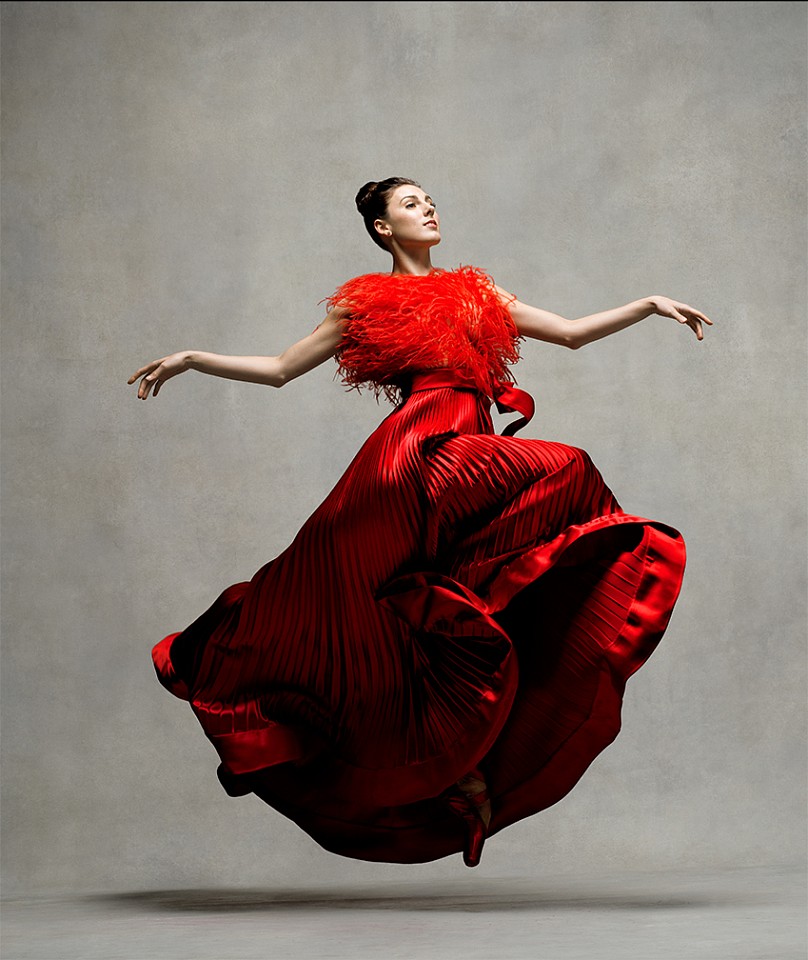 Ken Browar &amp; Deborah Ory, Tiler Peck (in red Valentino)
Dye sublimation print on aluminum, 50 x 42 in.
Principal, New York City Ballet, red vintage dress by Valentino