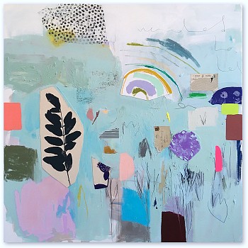 Emily Filler - Untitled I (turquoise & rainbow) 48 x 48 in.
