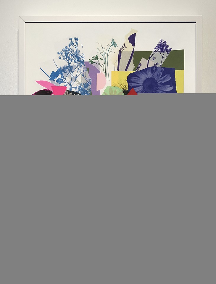 Emily Filler, Paper Bouquet (stripes/purple & green vase)
Silkscreen, collage & gouache on paper, 31 x 23 in.