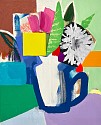Emily Filler, Small Bouquet (blue + white jug)
Mixed media on canvas