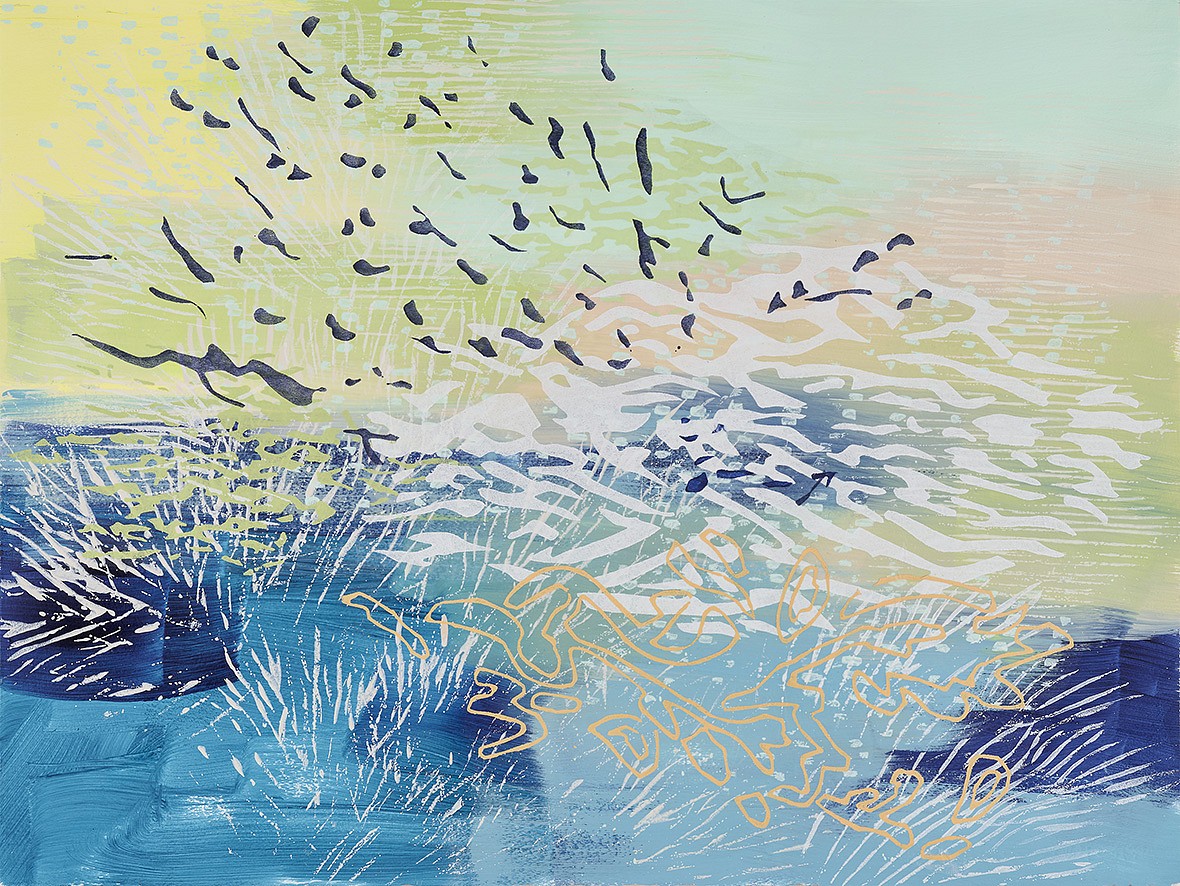 Laura Fayer, North Sea 101
Acrylic and Japanese paper on paper, 22 x 30 in.