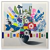 Emily Filler Vintage Bouquet red flower blue leaves framed
