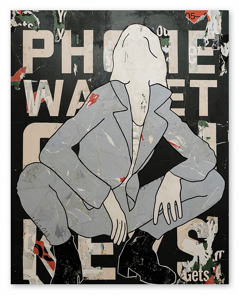 Jane Maxwell, Phone, Keys, Wallet
Mixed media on panel, 60 x 48 in.
