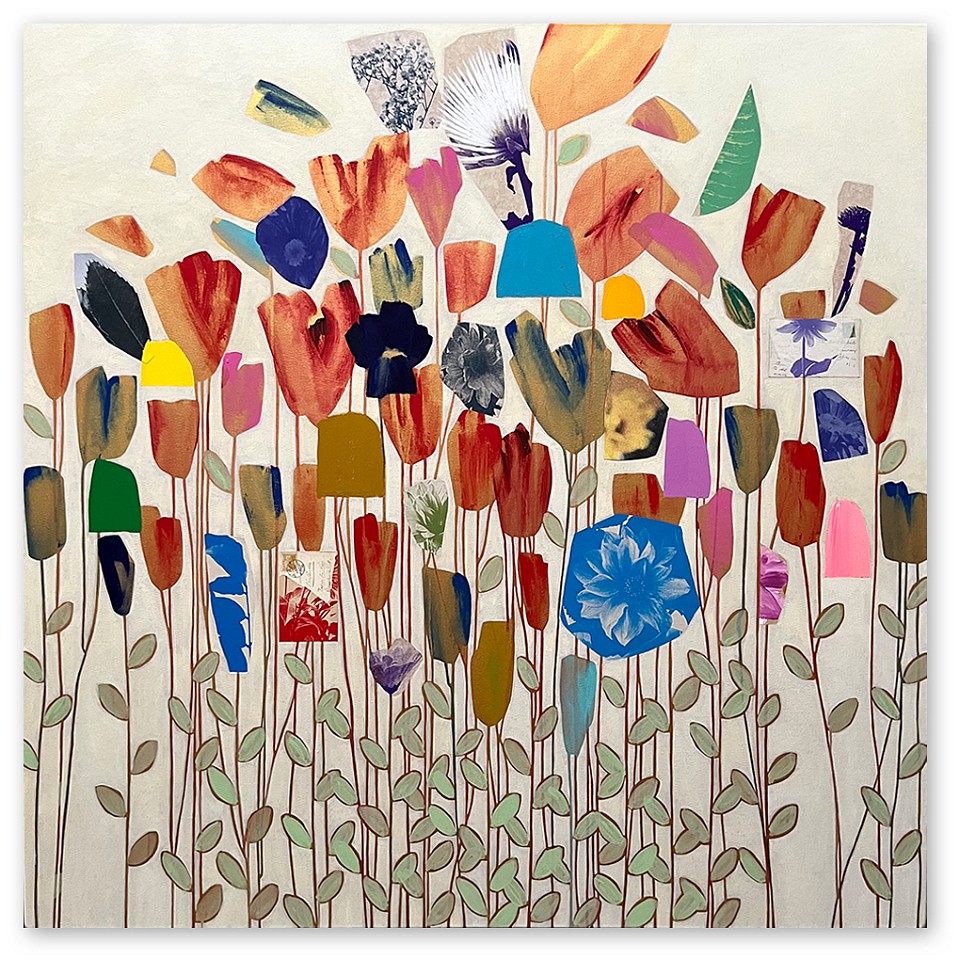 Emily Filler, Red & Gold Wildflowers
Mixed media on canvas, 54 x 54 in.