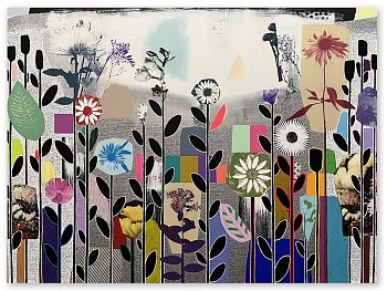 Emily Filler -&nbsp;Dreamscape (red coneflower) 54 x 72 in.